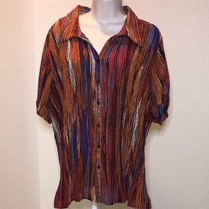 Avenue - Orange, Purple, & Cream Stripe-ish Shirt
